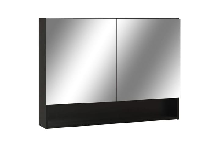 LED-Spegelskåp för badrum svart 80x15x60 cm MDF - Svart - Inredning & dekor - Speglar - Spegelmöbler - Spegelskåp