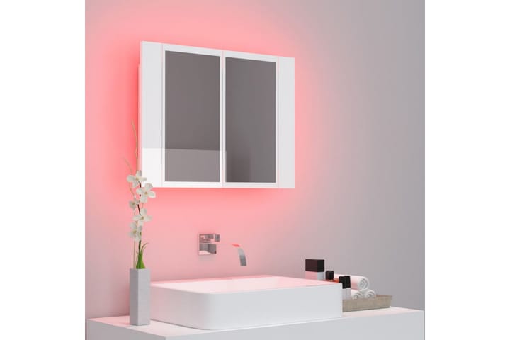 Spegelskåp för badrum LED vit högglans 60x12x45 cm