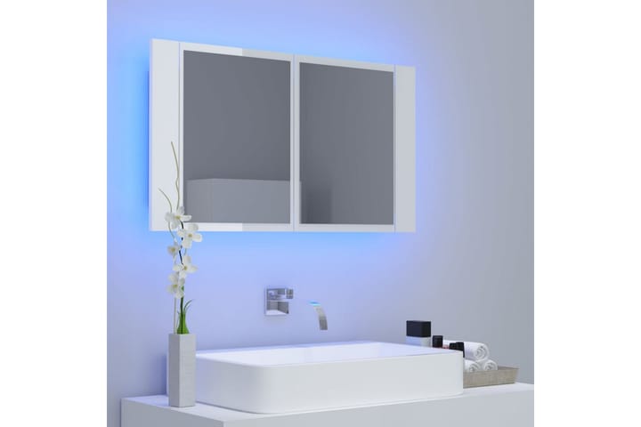 Spegelskåp för badrum LED vit högglans 80x12x45 cm - Vit - Inredning & dekor - Speglar - Spegelmöbler - Spegelskåp