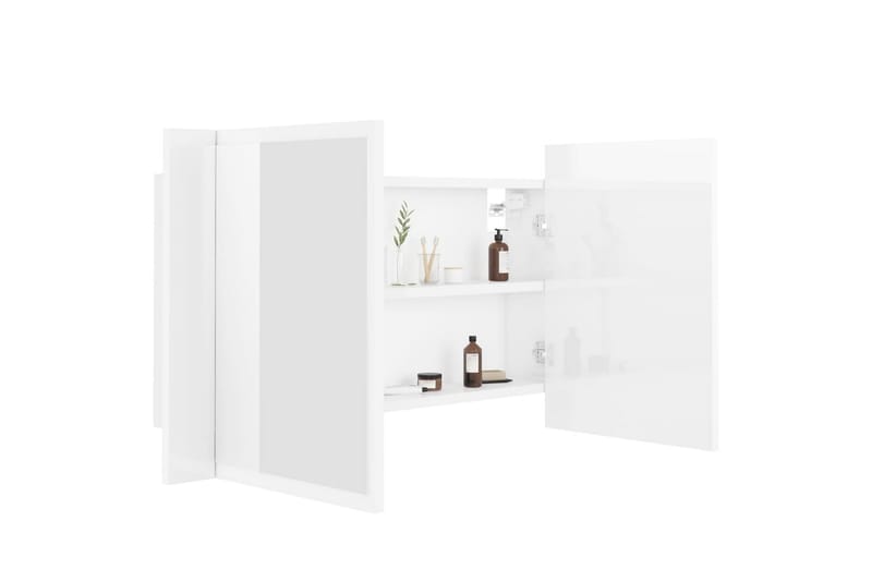 Spegelskåp för badrum LED vit högglans 80x12x45 cm - Vit - Inredning & dekor - Speglar - Spegelmöbler - Spegelskåp