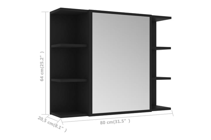 Spegelskåp för badrum svart 80x20,5x64 cm spånskiva - Svart - Inredning & dekor - Speglar - Spegelmöbler - Spegelskåp
