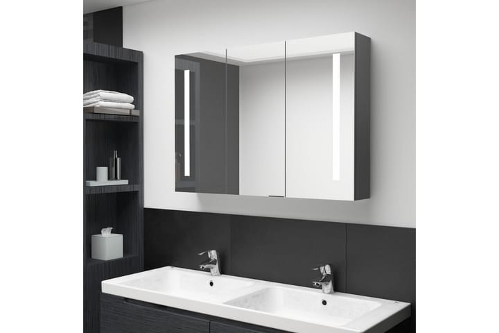 Spegelskåp med LED 89x14x62 cm grå - Grå - Inredning & dekor - Speglar - Spegelmöbler - Spegelskåp