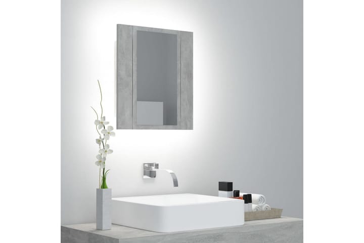Spegelskåp med LED betonggrå 40x12x45 cm