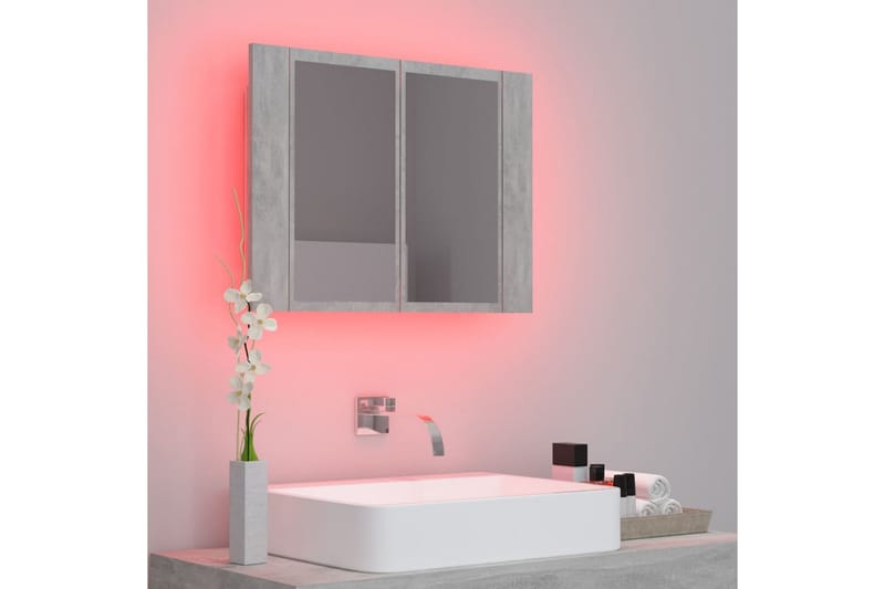 Spegelskåp med LED betonggrå 60x12x45 cm - Grå - Inredning & dekor - Speglar - Spegelmöbler - Spegelskåp