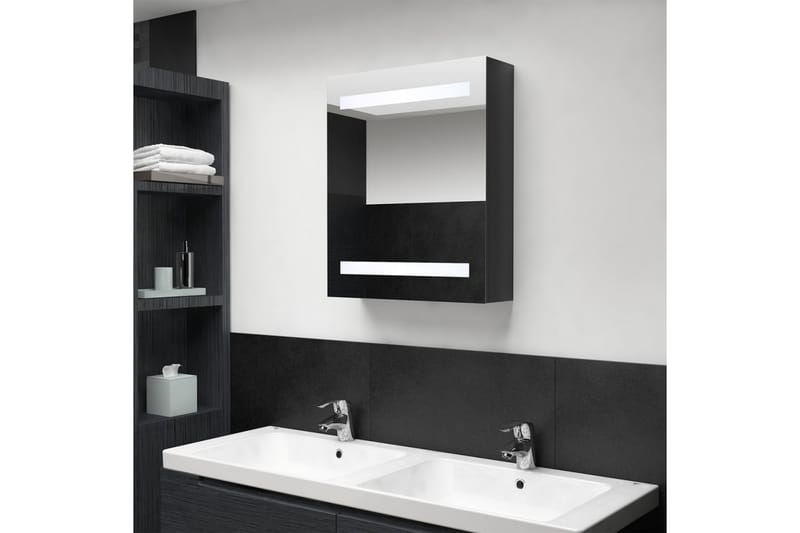 Spegelskåp med LED blank svart 50x14x60 cm - Svart - Inredning & dekor - Speglar - Spegelmöbler - Spegelskåp