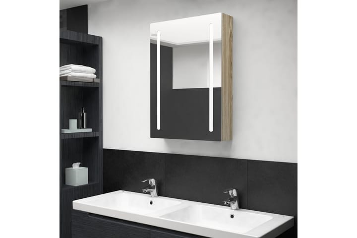 Spegelskåp med LED ek 50x13x70 cm