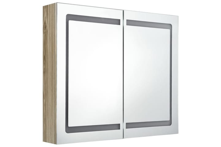 Spegelskåp med LED ek 80x12x68 cm - Brun - Inredning & dekor - Speglar - Spegelmöbler - Spegelskåp