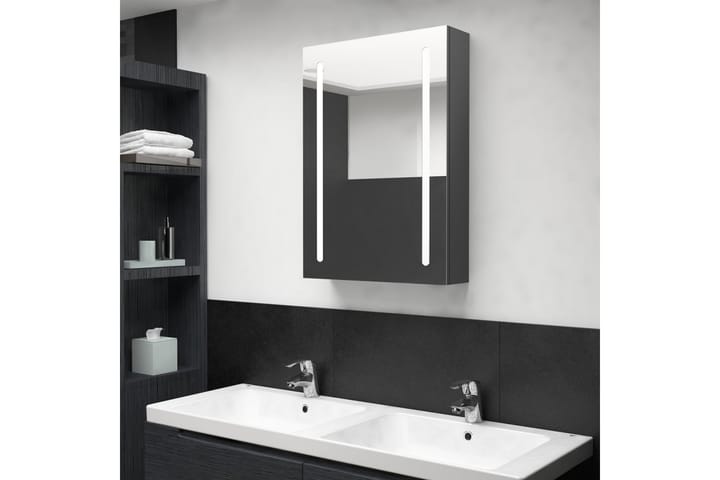 Spegelskåp med LED grå 50x13x70 cm - Grå - Inredning & dekor - Speglar - Spegelmöbler - Spegelskåp