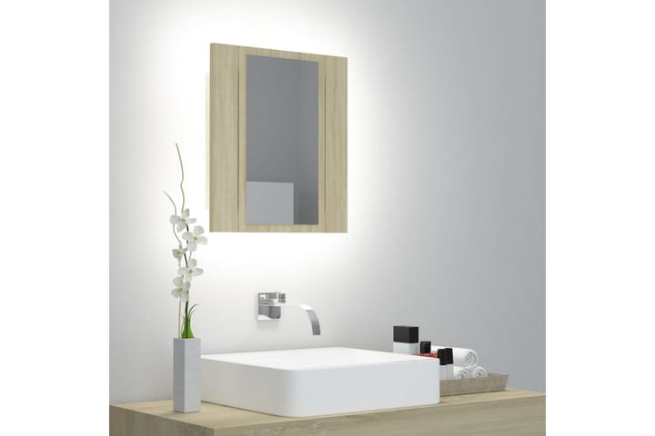 Spegelskåp med LED sonoma-ek 40x12x45 cm - Brun - Inredning & dekor - Speglar - Spegelmöbler - Spegelskåp