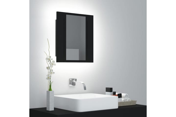 Spegelskåp med LED svart 40x12x45 cm