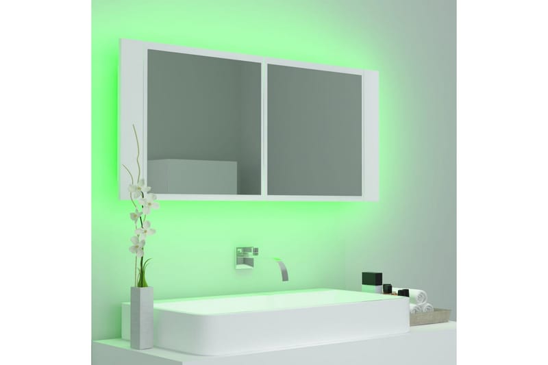 Spegelskåp med LED vit 100x12x45 cm - Vit - Inredning & dekor - Speglar - Spegelmöbler - Spegelskåp