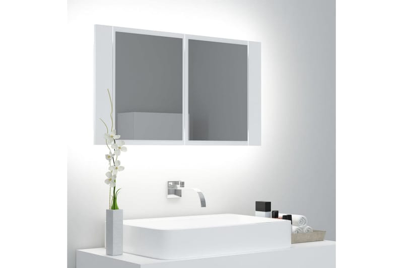 Spegelskåp med LED vit 80x12x45 cm - Vit - Inredning & dekor - Speglar - Spegelmöbler - Spegelskåp