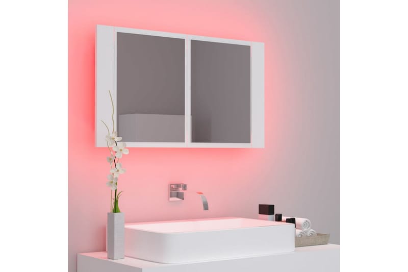 Spegelskåp med LED vit 80x12x45 cm - Vit - Inredning & dekor - Speglar - Spegelmöbler - Spegelskåp