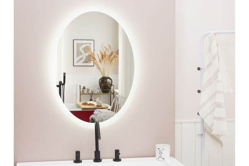 GILMAT Spegel Oval med LED-Belysning Silver