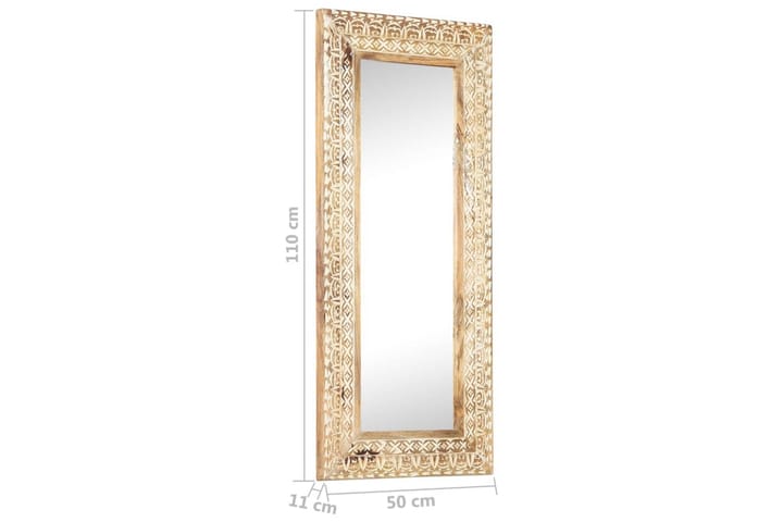 Handsnidad spegel 110x50x2,6 cm massivt mangoträ - Brun - Inredning & dekor - Speglar - Väggspegel