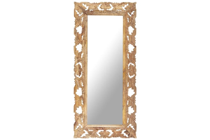 Handsnidad spegel brun 110x50 massivt mangoträ - Brun - Inredning & dekor - Speglar - Väggspegel