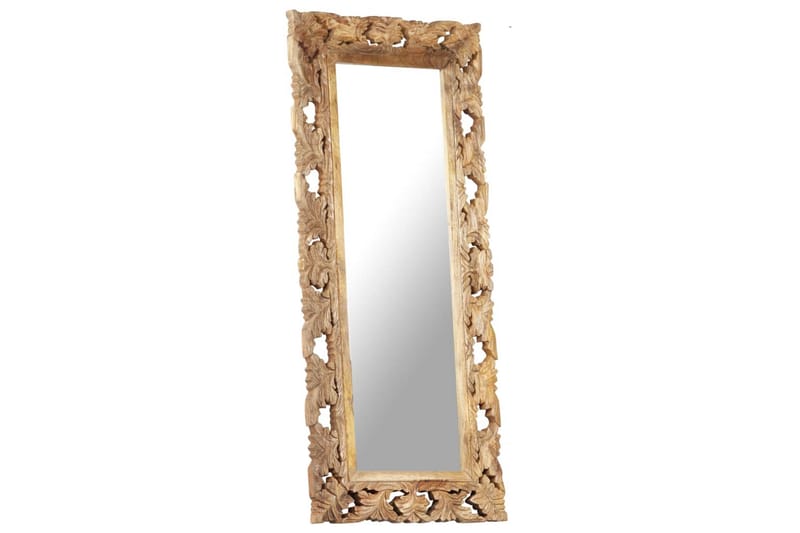 Handsnidad spegel brun 110x50 massivt mangoträ - Brun - Inredning & dekor - Speglar - Väggspegel