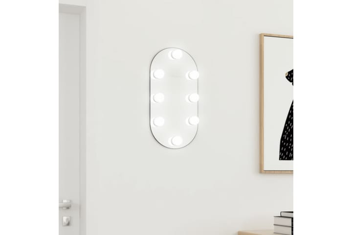 Spegel med LED-lampor 40x20 cm glas oval - Silver - Inredning & dekor - Speglar - Väggspegel