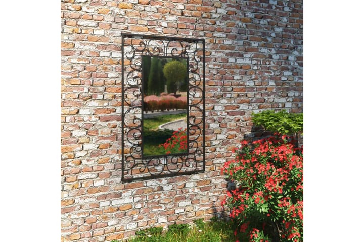 Trädgårdsspegel rektangulär 50x80 cm svart - Svart - Inredning & dekor - Speglar - Väggspegel