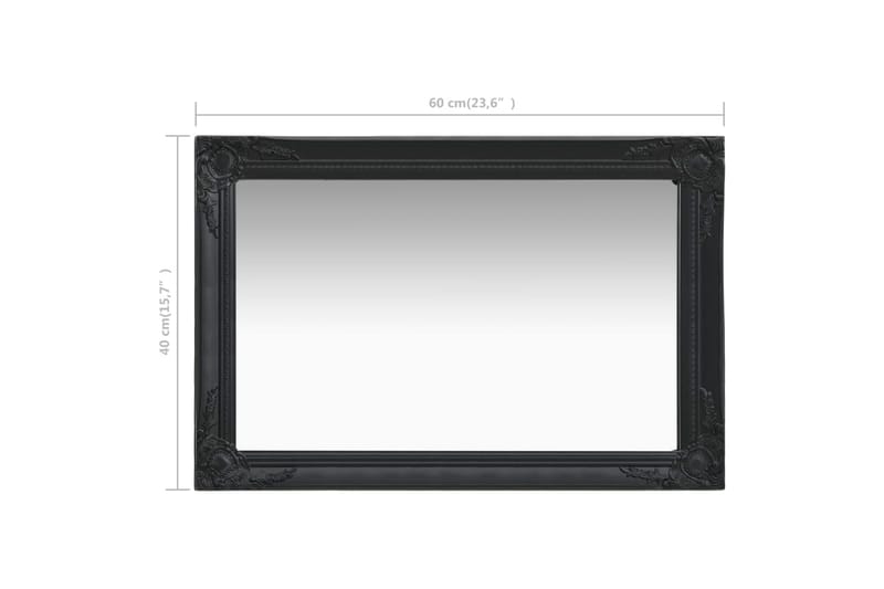 Väggspegel barockstil 60x40 cm svart - Inredning & dekor - Speglar - Väggspegel