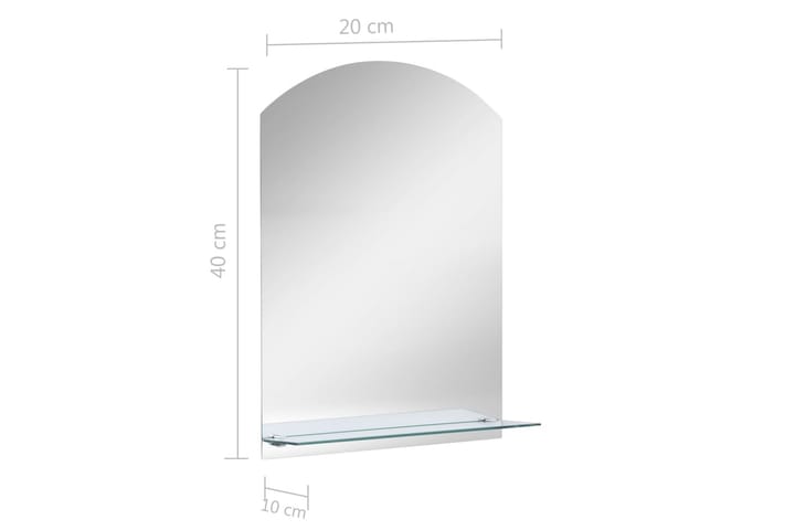 Väggspegel med hylla 20x40 cm härdat glas - Silver - Inredning & dekor - Speglar - Väggspegel