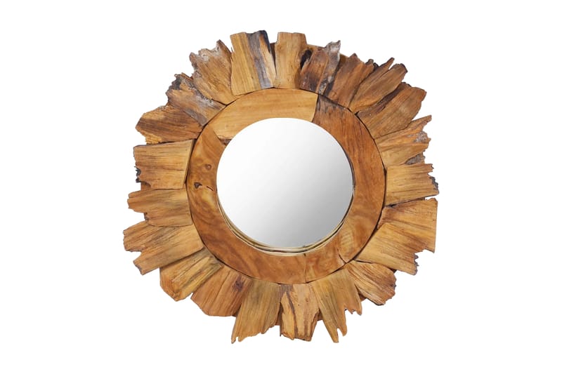 Väggspegel rund 40 cm teak - Brun - Inredning & dekor - Speglar - Väggspegel