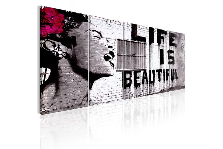 Tavla Banksy Life Is Beautiful 225X90 Grå - Street art - Inredning & dekor - Tavlor & konst - Canvastavla