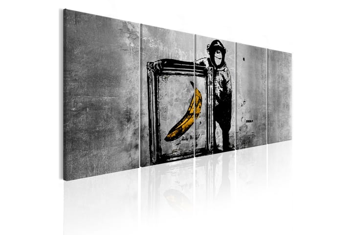 Tavla Banksy Monkey With Frame 225X90 Grå|Vit