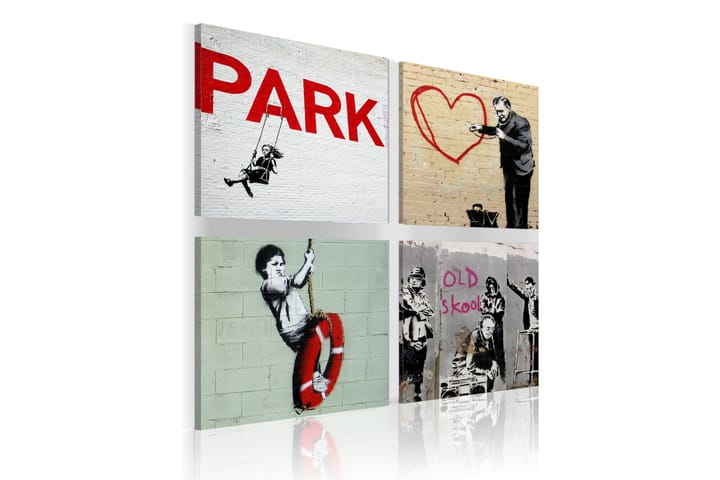 Tavla Banksy Urban Inspiration 80X80 Flerfärgad|Vit