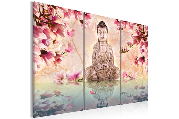 Tavla Buddha Meditation 60X40 Rosa|Flerfärgad