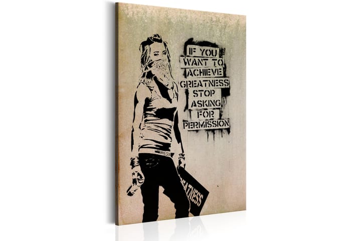 Tavla Graffiti Slogan By Banksy 60X90 Beige|Vit|Svart