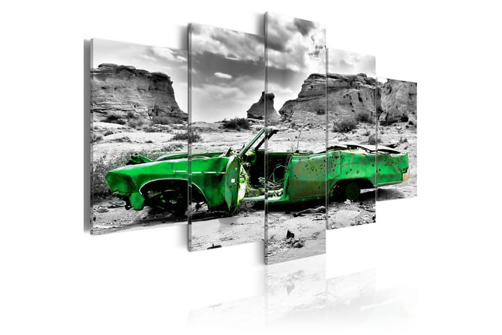 Tavla Green Retro Car At Colorado Desert 100X50 Grön|Vit