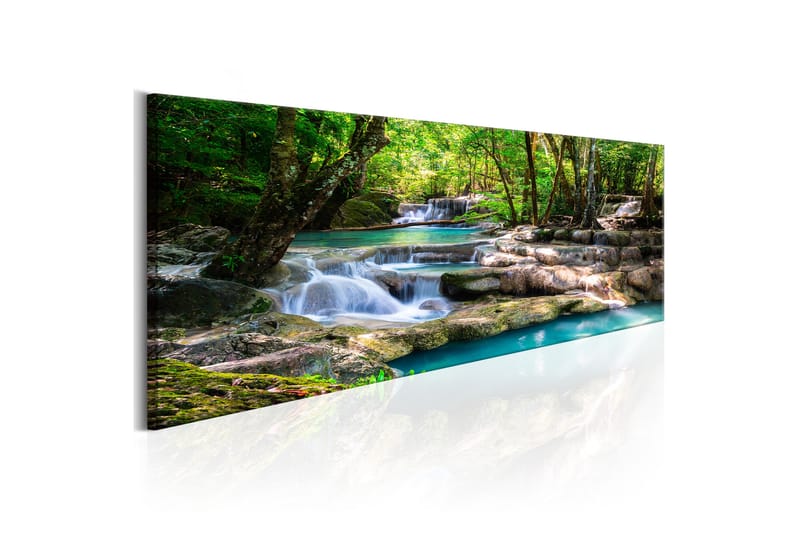 Tavla Nature Forest Waterfall 150X50 Flerfärgad