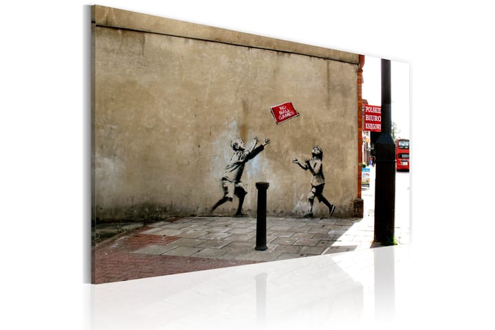 Tavla No Ball Games Banksy 60X40 Beige|Röd|Flerfärgad
