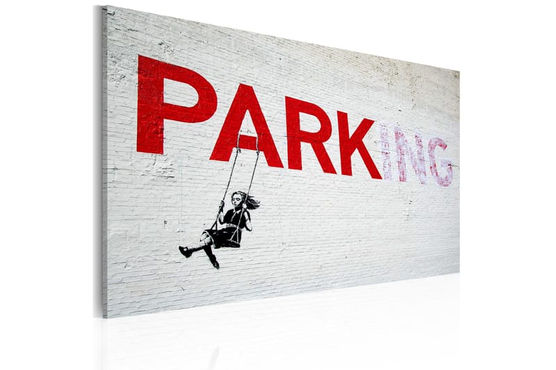 Tavla Parking Banksy 60X40 Grå|Vit