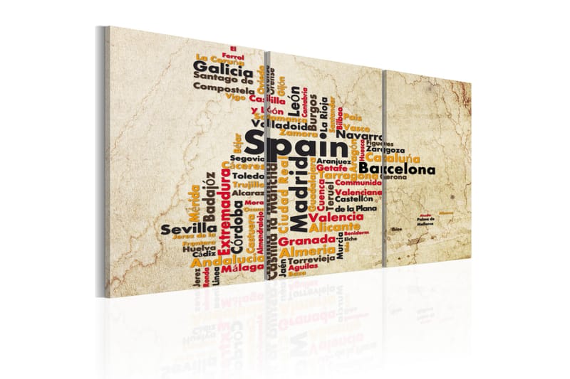 Tavla Spanien Karta Flaggan 60X30 Flerfärgad|Beige|Röd|Brun