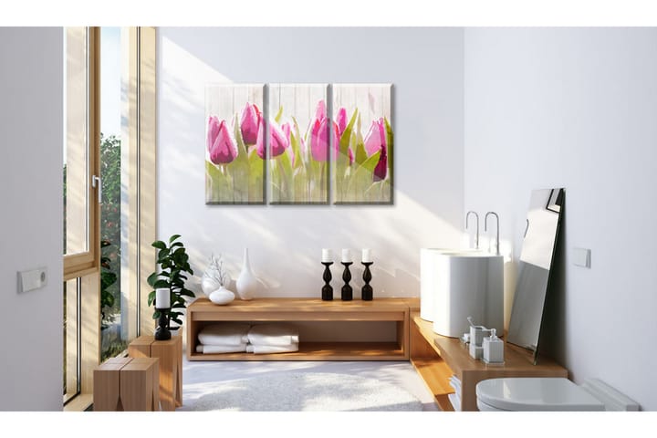Tavla Spring Bouquet Of Tulips 60X40 Rosa|Vit - Artgeist sp. z o. o. - Inredning & dekor - Tavlor & konst - Canvastavla