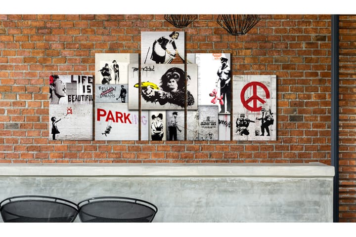 Tavla Street Crimes Banksy Art 100X50 Flerfärgad|Röd - Artgeist sp. z o. o. - Inredning & dekor - Tavlor & konst - Canvastavla