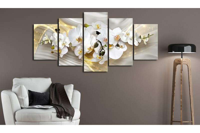 Tavla Sunny Cascade 200X100 Vit|Guld - Blommor - Inredning & dekor - Tavlor & konst - Canvastavla
