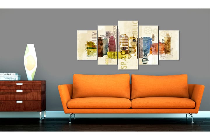 Tavla Urban Design 5 Pieces 100X50 Flerfärgad|Beige - Artgeist sp. z o. o. - Inredning & dekor - Tavlor & konst - Canvastavla