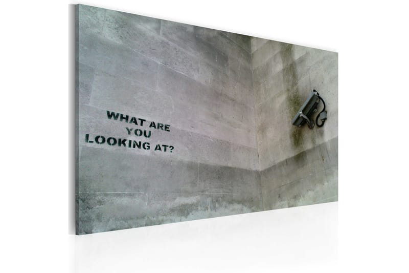 Tavla Vad Glor Du På? Banksy 60X40 Grå - Street art - Inredning & dekor - Tavlor & konst - Canvastavla