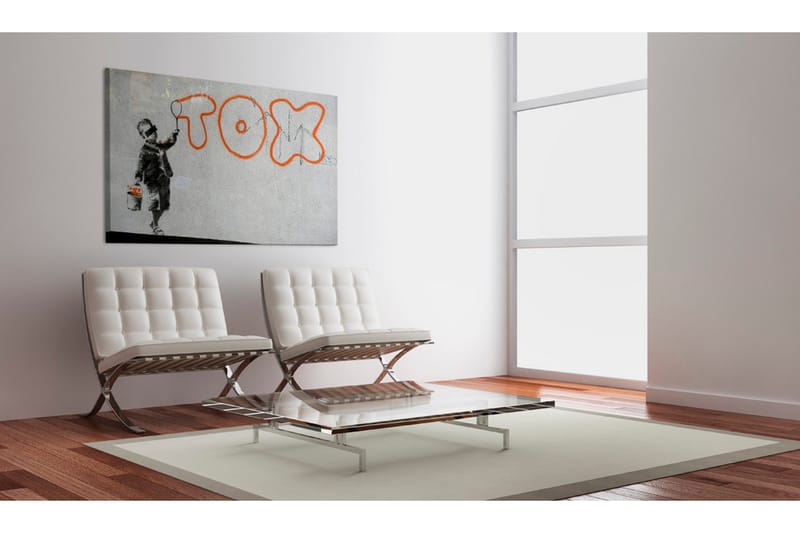 Tavla Wallpaper Graffiti Banksy 60X40 Grå|Orange|Flerfärgad - Artgeist sp. z o. o. - Inredning & dekor - Tavlor & konst - Canvastavla