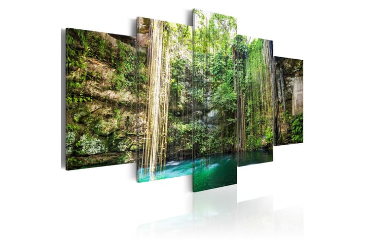Tavla Waterfall Of Trees 200X100 Grön|Flerfärgad|Vit