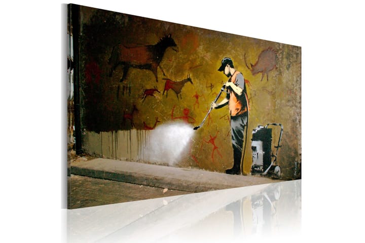Tavla Whitewashing Lascaux Banksy 60X40 Flerfärgad|Beige
