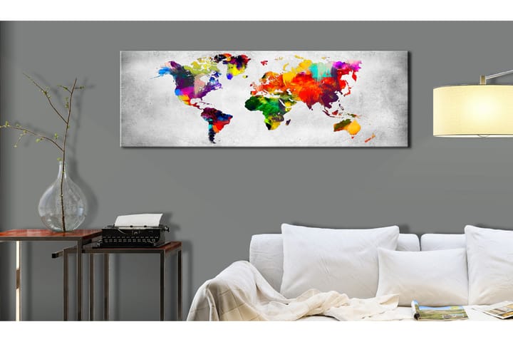 Tavla World Map Coloured Revolution 150X50 Flerfärgad|Vit - Artgeist sp. z o. o. - Inredning & dekor - Tavlor & konst - Canvastavla