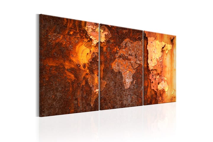 Tavla World Map Old Rust 120X60 Orange|Brun|Vit - Världskartor - Inredning & dekor - Tavlor & konst - Canvastavla