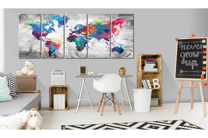 TAVLA World Map: Spilt Paint 200x80 - Inredning & dekor - Tavlor & konst - Canvastavla