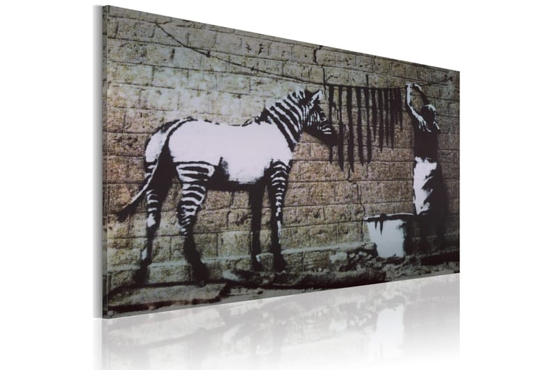 Tavla Zebra Tvätt Banksy 60X40 Vit Street art
