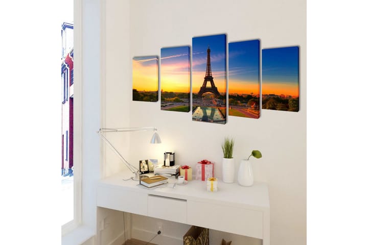 Uppsättning väggbonader på duk: Eiffeltornet 200x100 cm - Flerfärgad - Inredning & dekor - Tavlor & konst - Canvastavla