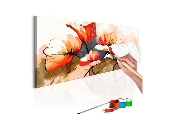 GÖR-DET-SJÄLV Målningar Flowers Delicate Poppies 100x40 cm - Artgeist sp. z o. o. - Inredning & dekor - Tavlor & konst - Måla själv - Gör det själv tavlor